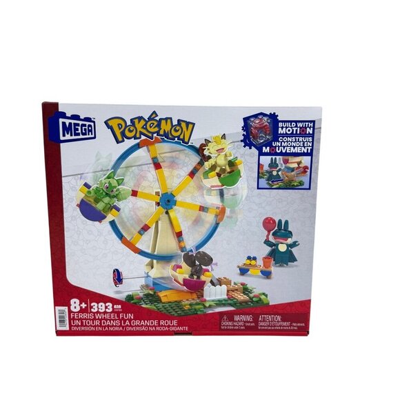 Mattel Mega Pokemon Ferris Wheel Fun 393 Piece Building Motion Toy Set NEW - Picture 1 of 9